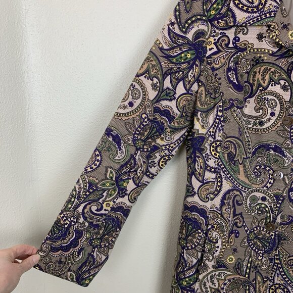 Coldwater Creek Womens S Blazer Coat Jacket Paisley Brown Work Office Topper - Picture 8 of 15